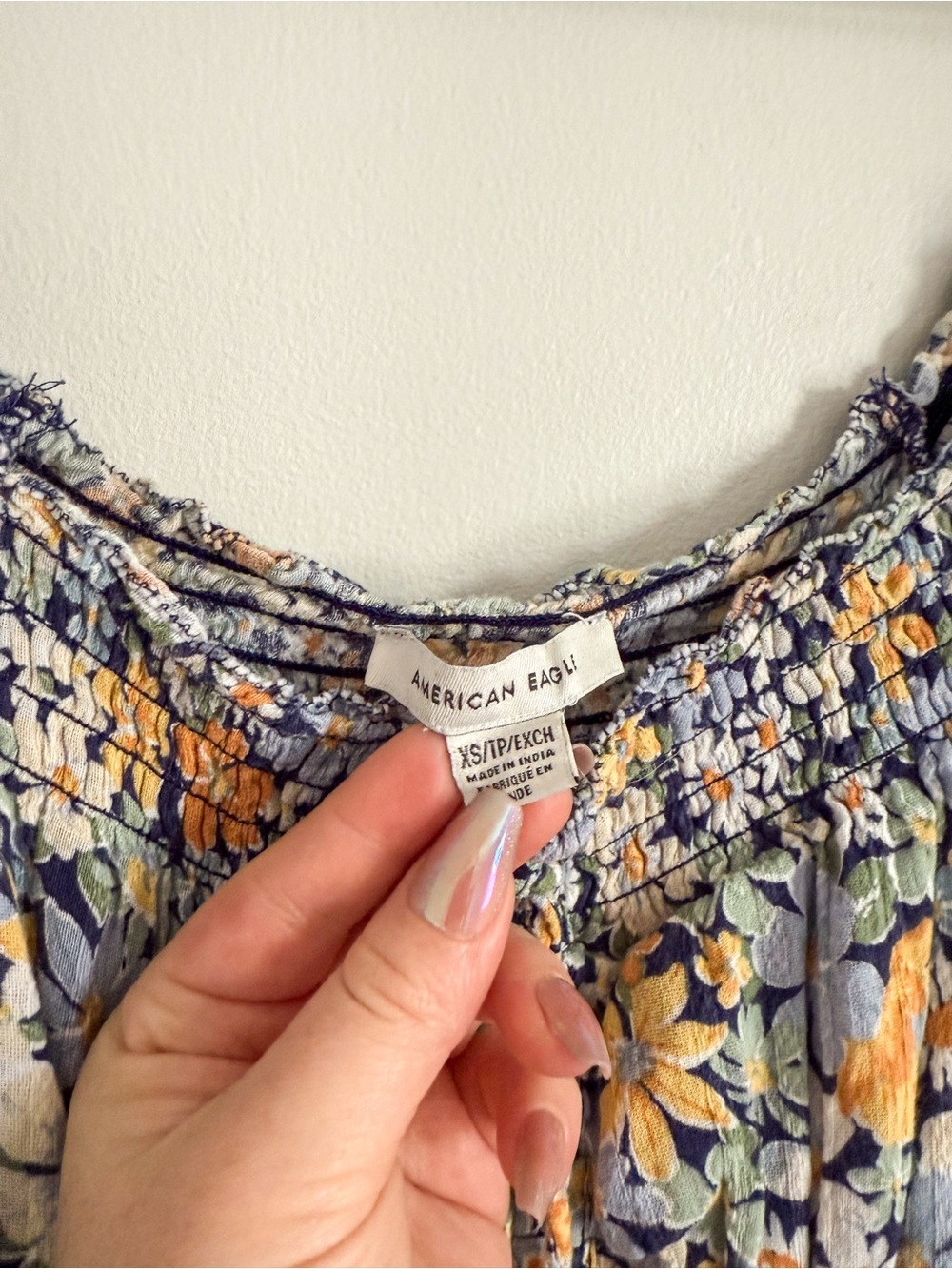 American Eagle Floral Mini Dress XS Puff Sleeve Smocked Boho Dress - Picture 4 of 7